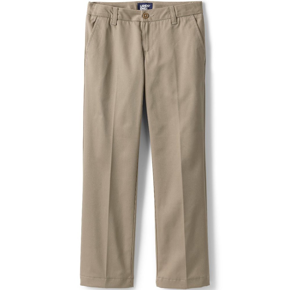 Lands' End Girls School Uniform Plain Front Chino Pants, Unhemmed, NWT